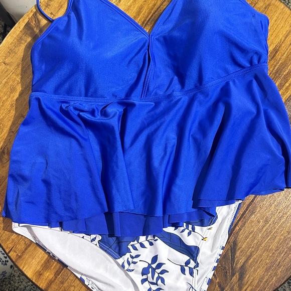 SHEIN Other - SHEIN Cobalt Blue and White One-Piece Swimsuit